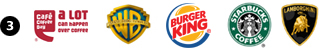 Emblem Based Logos : Cafe Coffee Day, Warner Bros, Burger King, Starbucks & Lamborghini